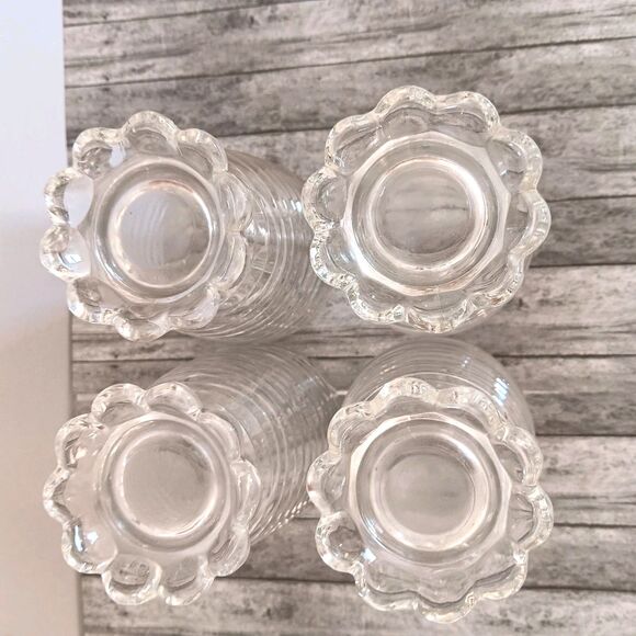 Set Of 4 Vintage Anchor Hocking Coronation Clear Glass Footed Tumblers - Picture 9 of 10